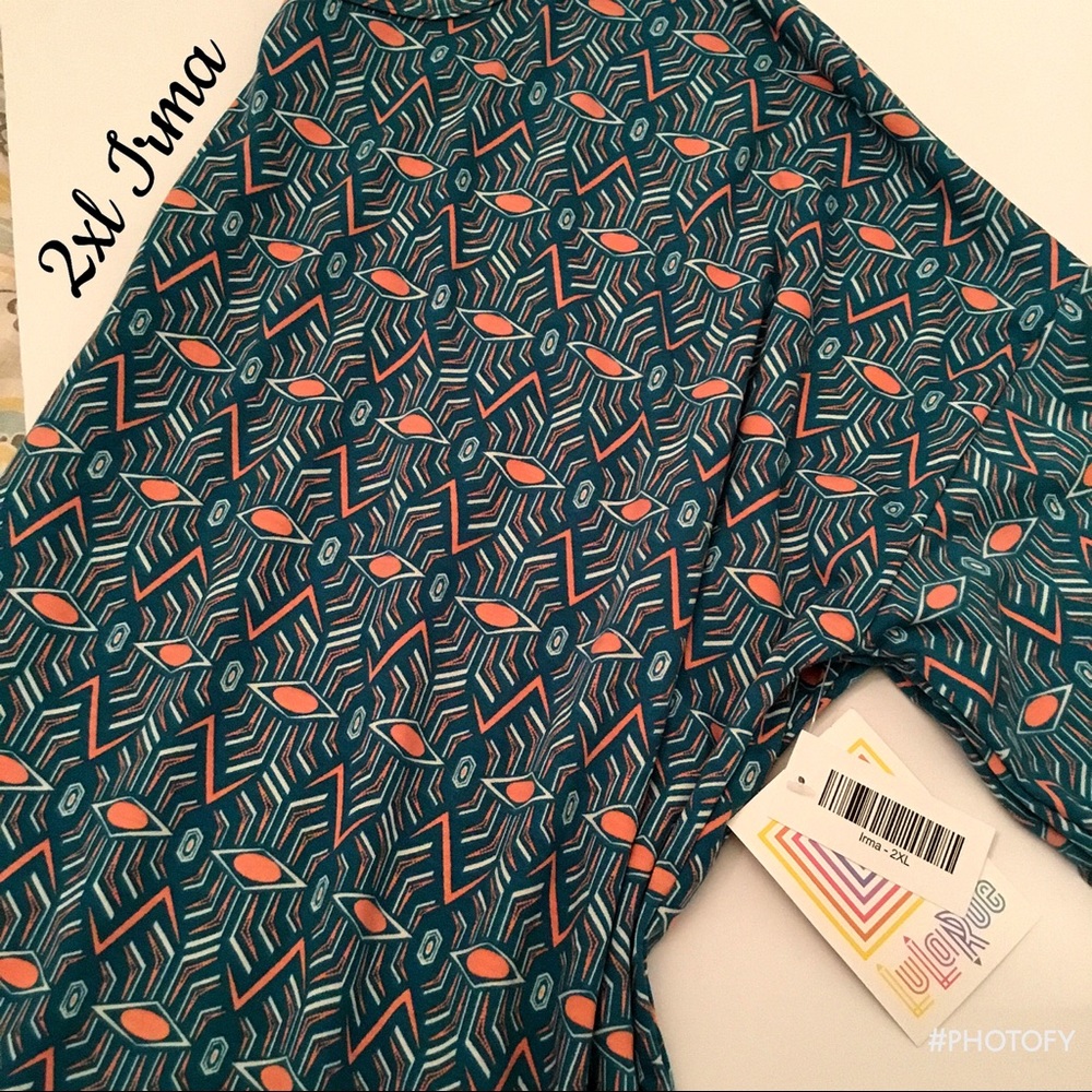 Lularoe Irma teal Aztec NWT